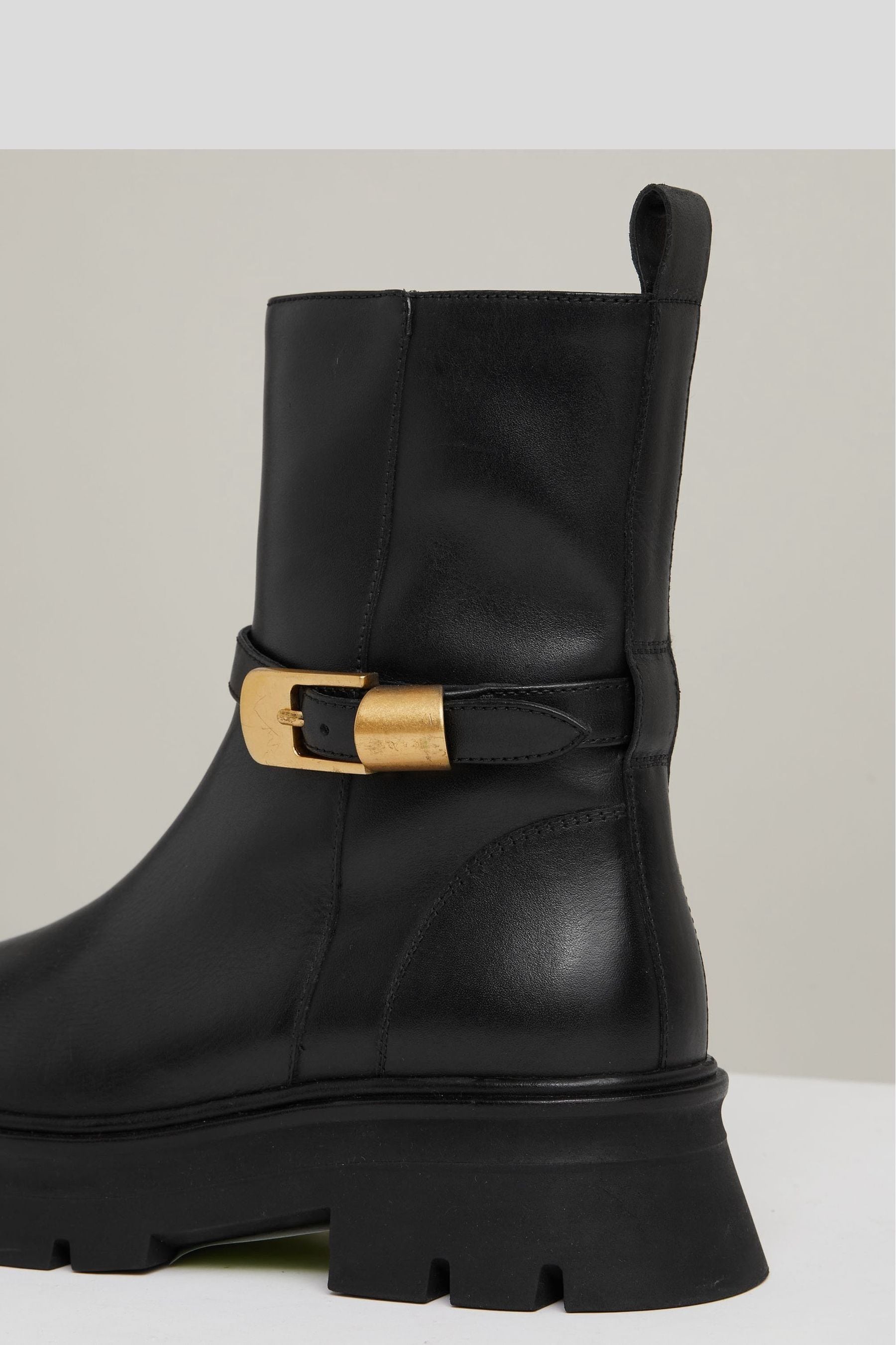 Black cleated ankle boots hotsell