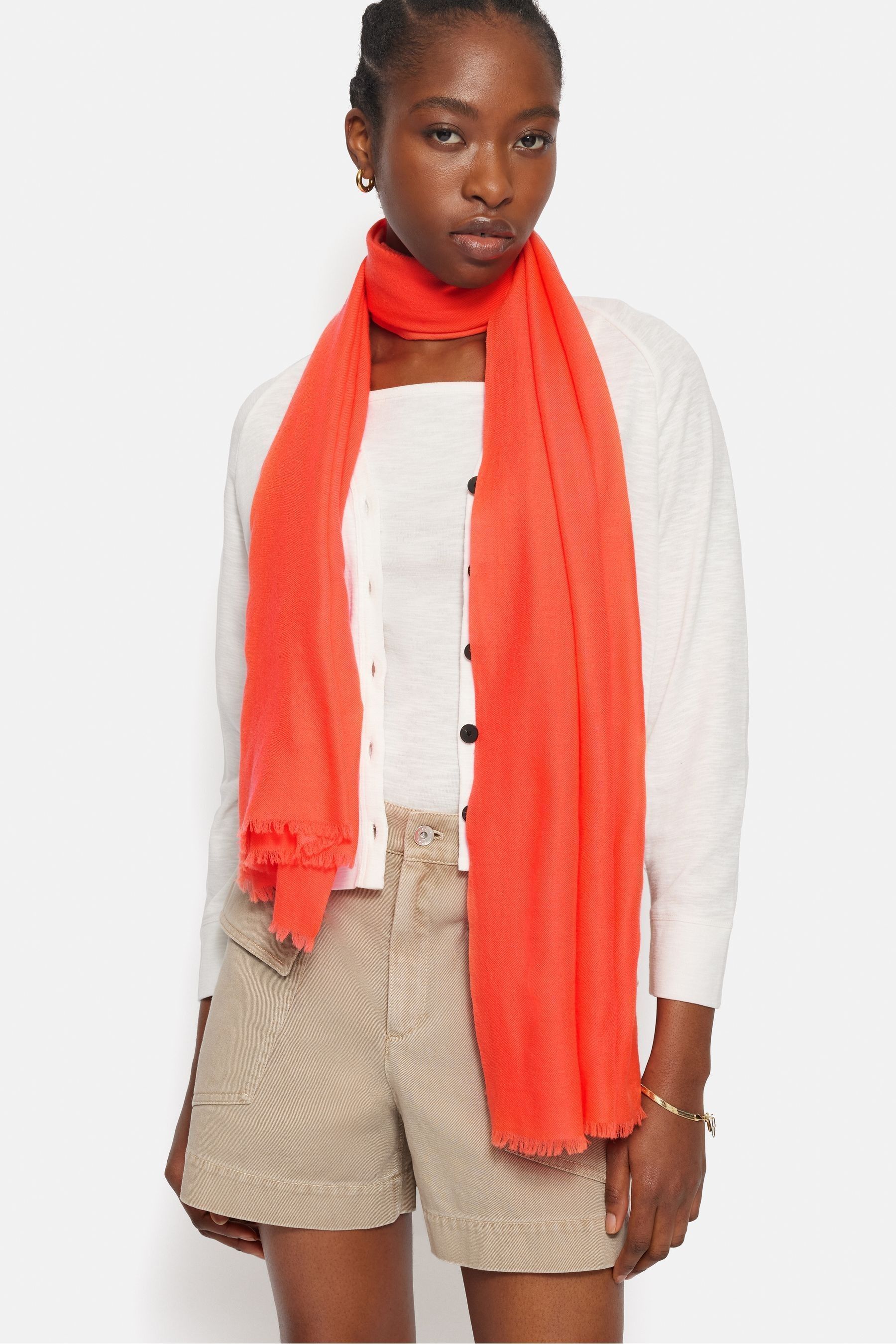 Buy Jigsaw Orange Wool Silk Pashmina Scarf from the Next UK online shop