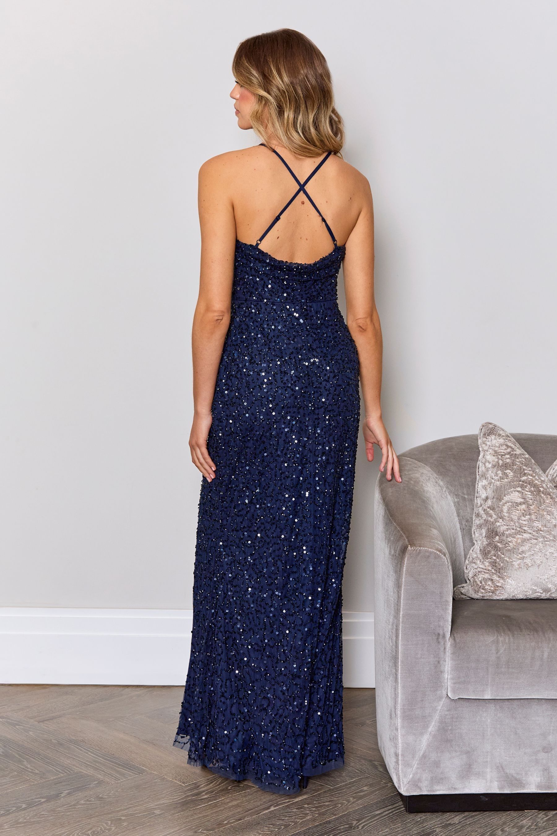 Plunge slit dress shop