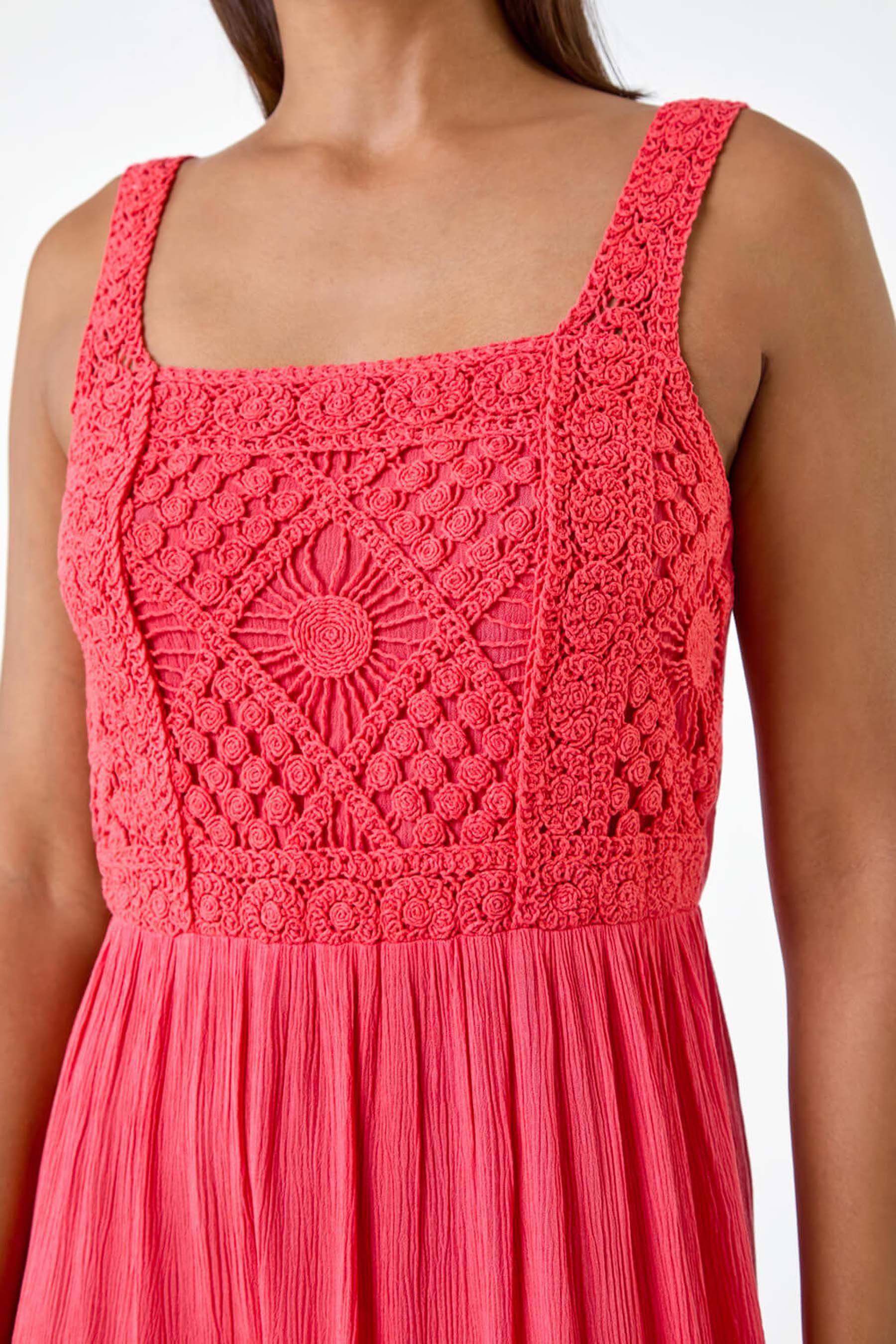 Red crochet maxi dress 2025