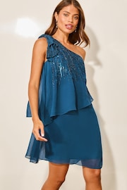 Lipsy One Shoulder Mini Tired Fundă Shift Rochie - Image 1 of 4