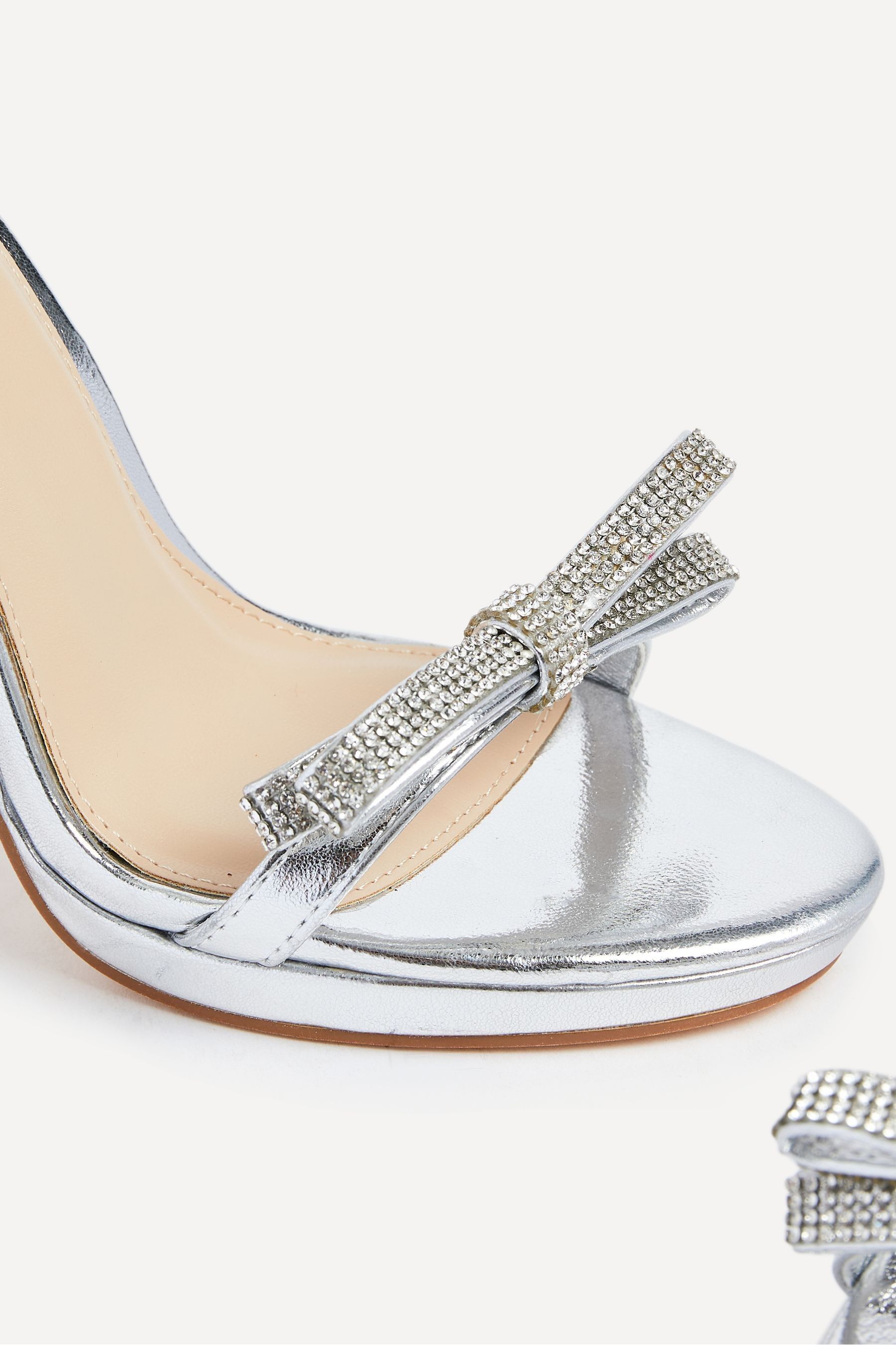 Buy Linzi Silver Glorious Barely There Heels With Diamante Front Detail from Next Luxembourg