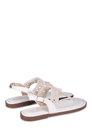 Linzi White Astara Knitted Slingback Flat Sandals With Toe Post - Image 4 of 4