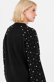 Lovedrobe Pearl Embellished Long Length Cable Knit Jumper - Image 6 of 6