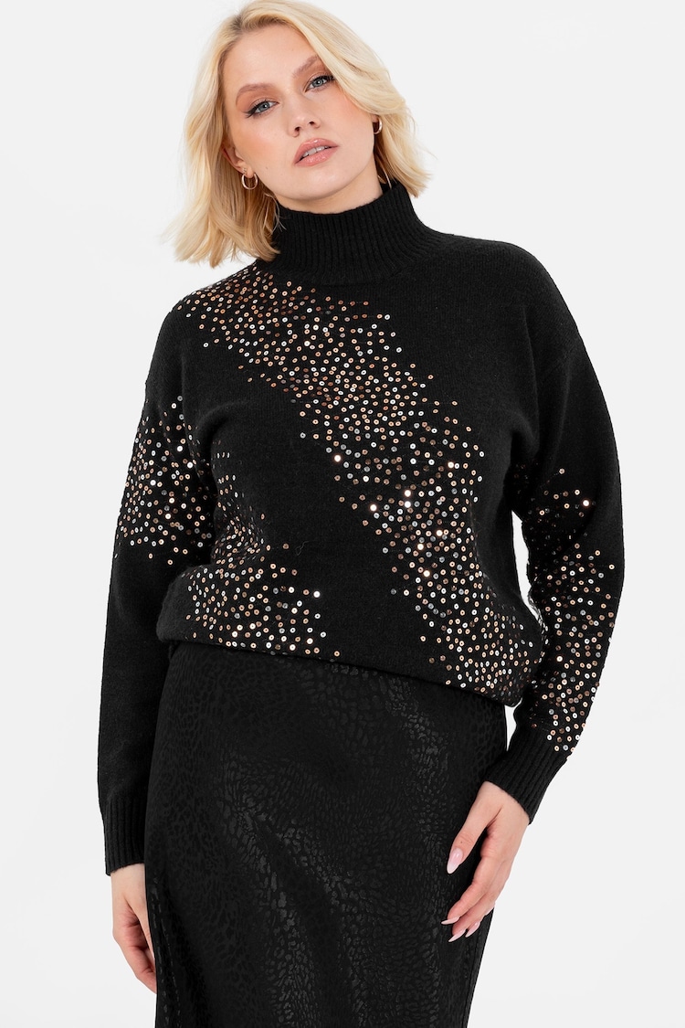 Lovedrobe Sequin Embellished Black Jumper - Image 1 of 6