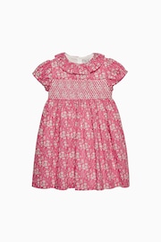 Trotters London Pink Little Liberty Print Capel Floral Smocked Party Dress - Image 2 of 4