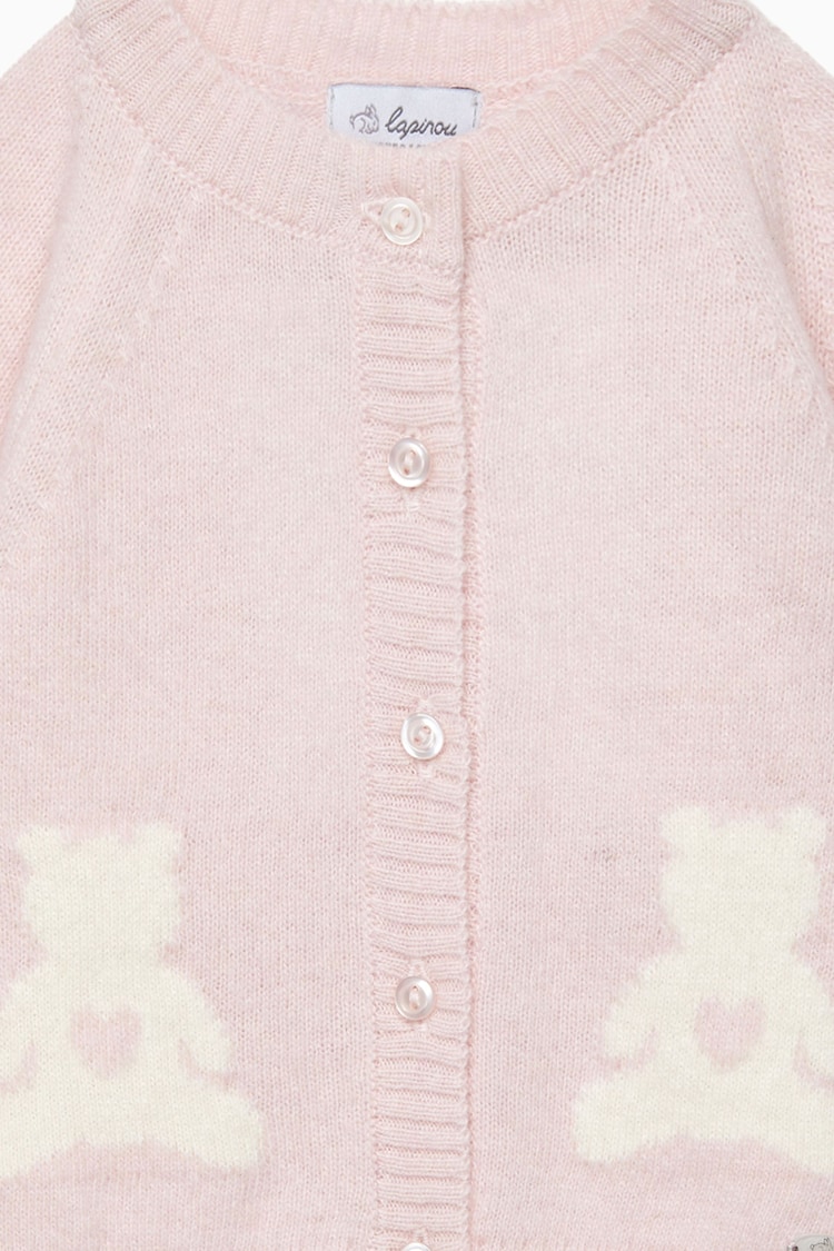 Trotters London Little Pale Pink Teddy Cardigan - Image 3 of 3