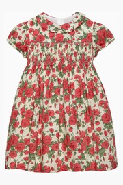 Trotters London Red Liberty Print Carline Rose Smocked Party Dress - Image 1 of 3