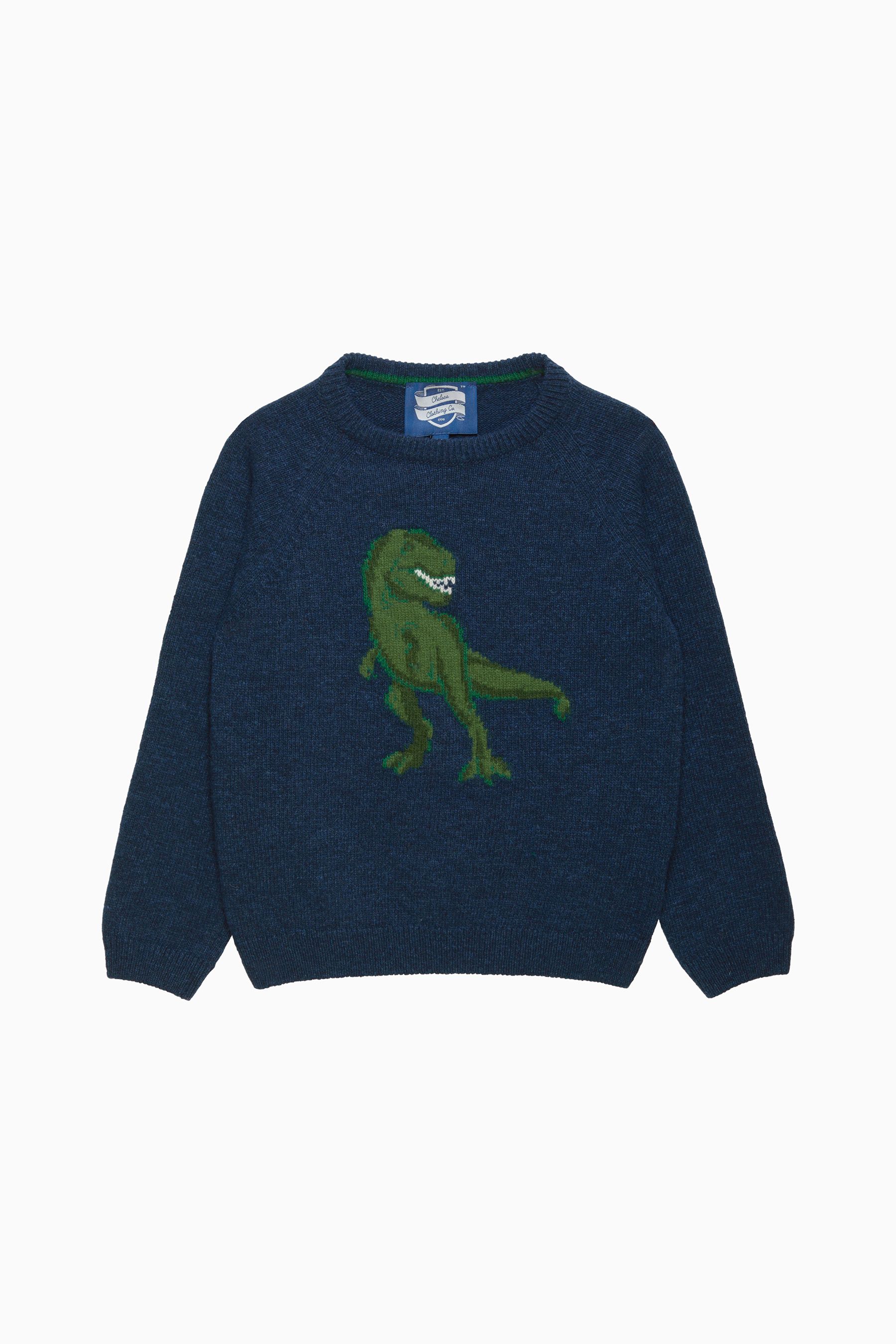 Trotters London Blue Deacon Dinosaur Jumper 2 3 Yrs Boys
