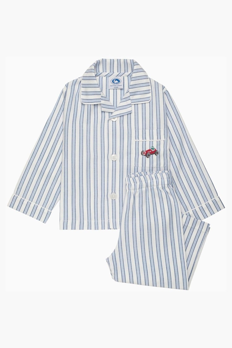 Trotters London Blue Stripe Henry Car Pyjamas - Image 1 of 3