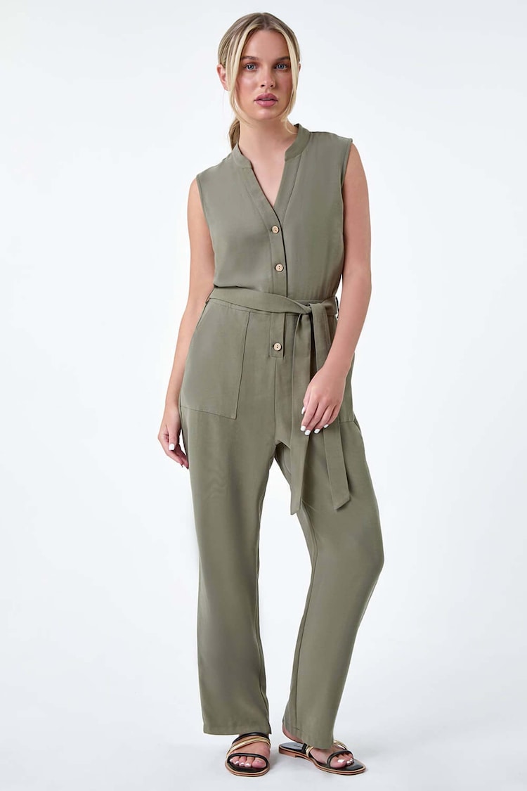 Roman Green Button Detail Pocket Jumpsuit - Image 2 of 5