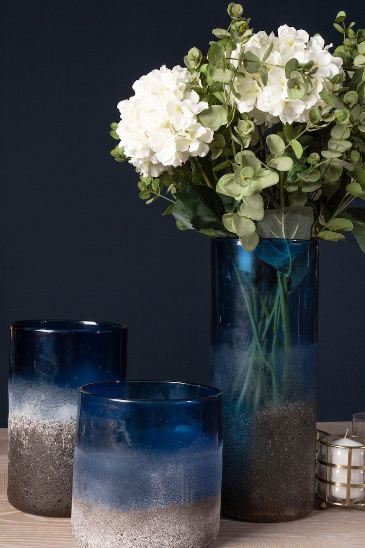 Fifty Five South Blue Chiara Glass Vase with Sand Effect - Image 1 of 5