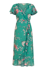 Yumi Green Satin Crane Print Wrap Dress - Image 5 of 5