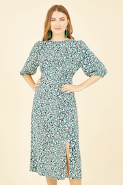 Yumi Green Abstract Animal Print Midi Dress - Image 2 of 5