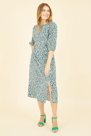 Yumi Green Abstract Animal Print Midi Dress - Image 3 of 5