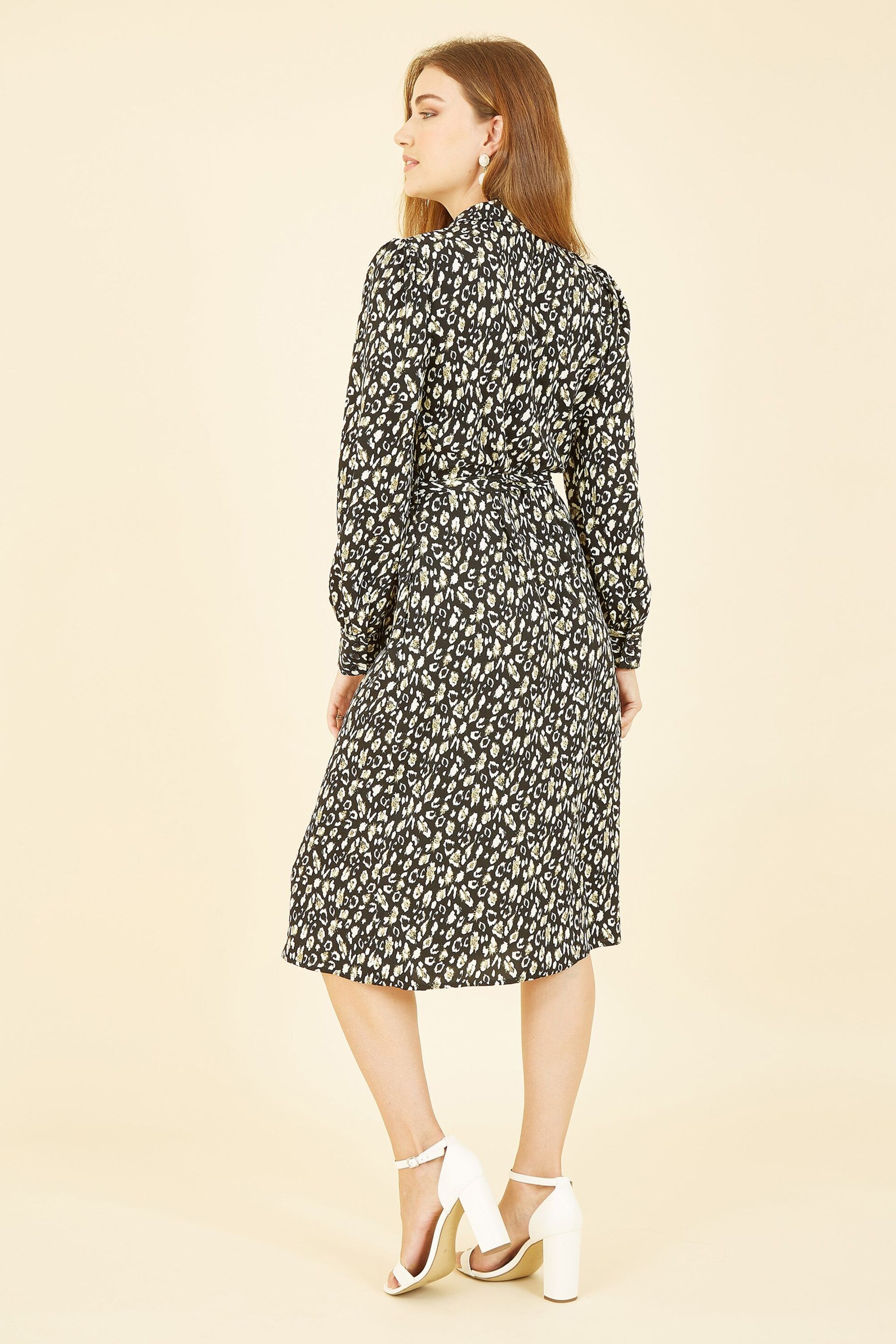 Yumi Black Leopard Print Shirt Dress - Image 4 of 5