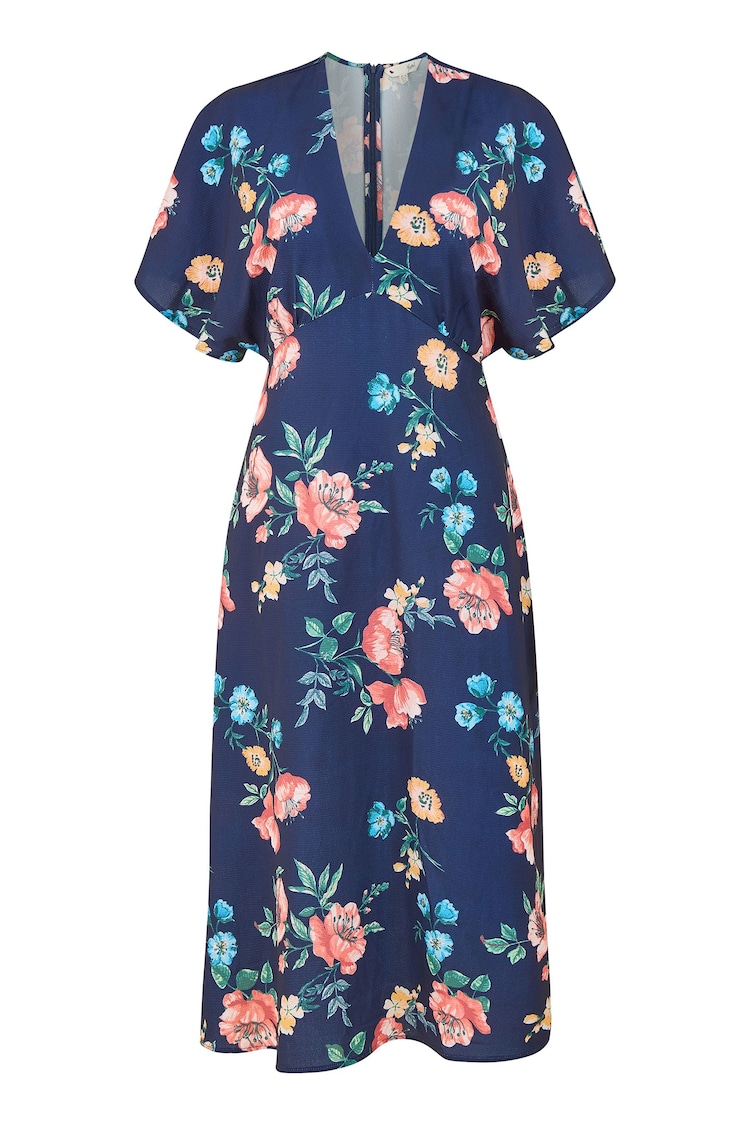 Yumi Blue Floral Kimono Midi Dress - Image 5 of 5