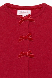 Trotters London Red Little Crimson Velvet Bow Cardigan - Image 3 of 3