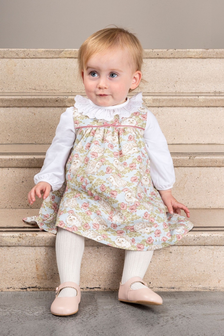 Trotters London Cream Little Sea Hollie Hedgehog Cotton Pinafore Dress - Image 1 of 4