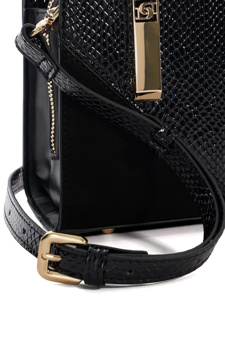 Dune London Black Chrome Dinkydenbeigh Mini Branded Handle Tote Bag - Image 5 of 5