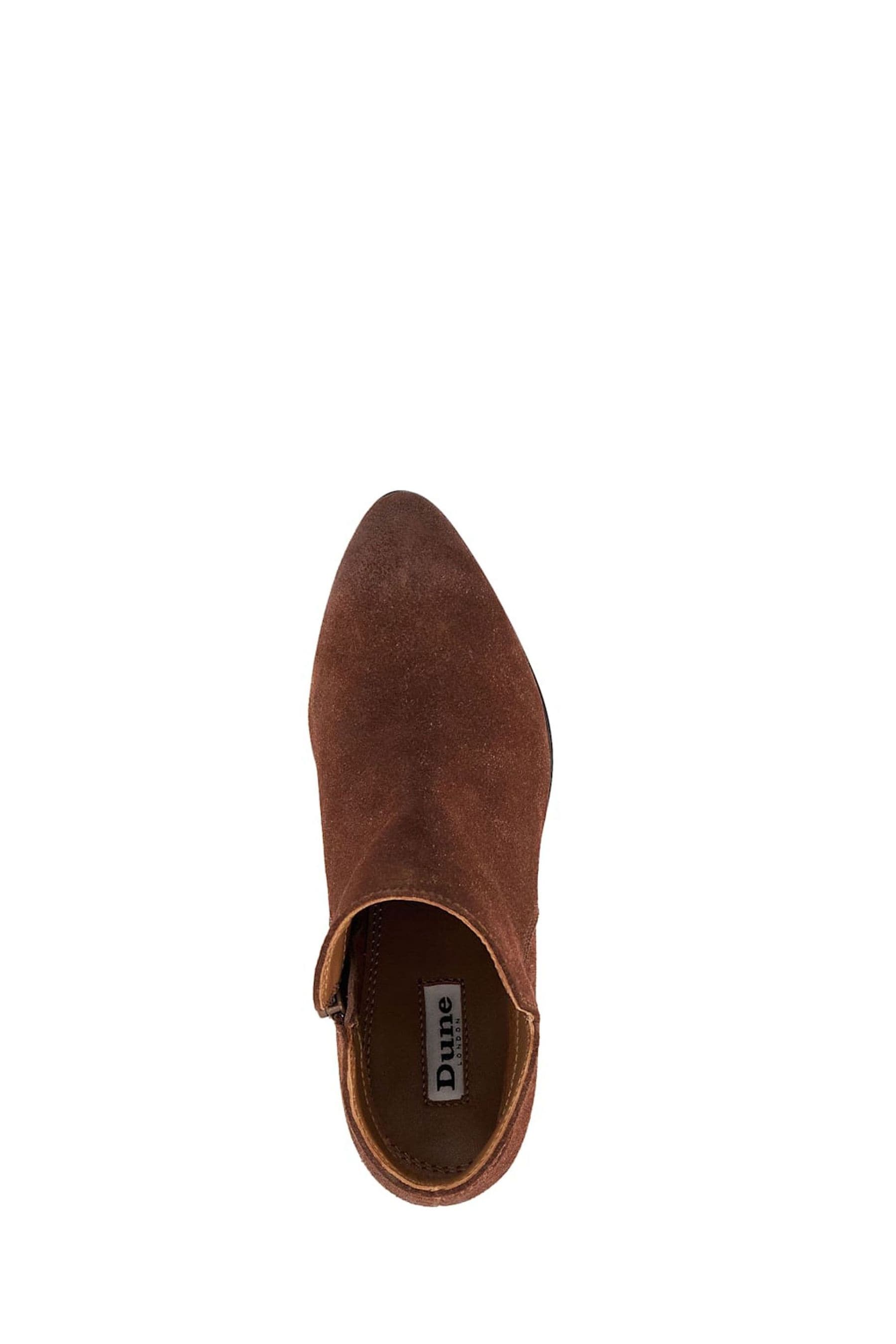 Dune London Brown Regular Fit Parlor Cropped Western Ankle Boots