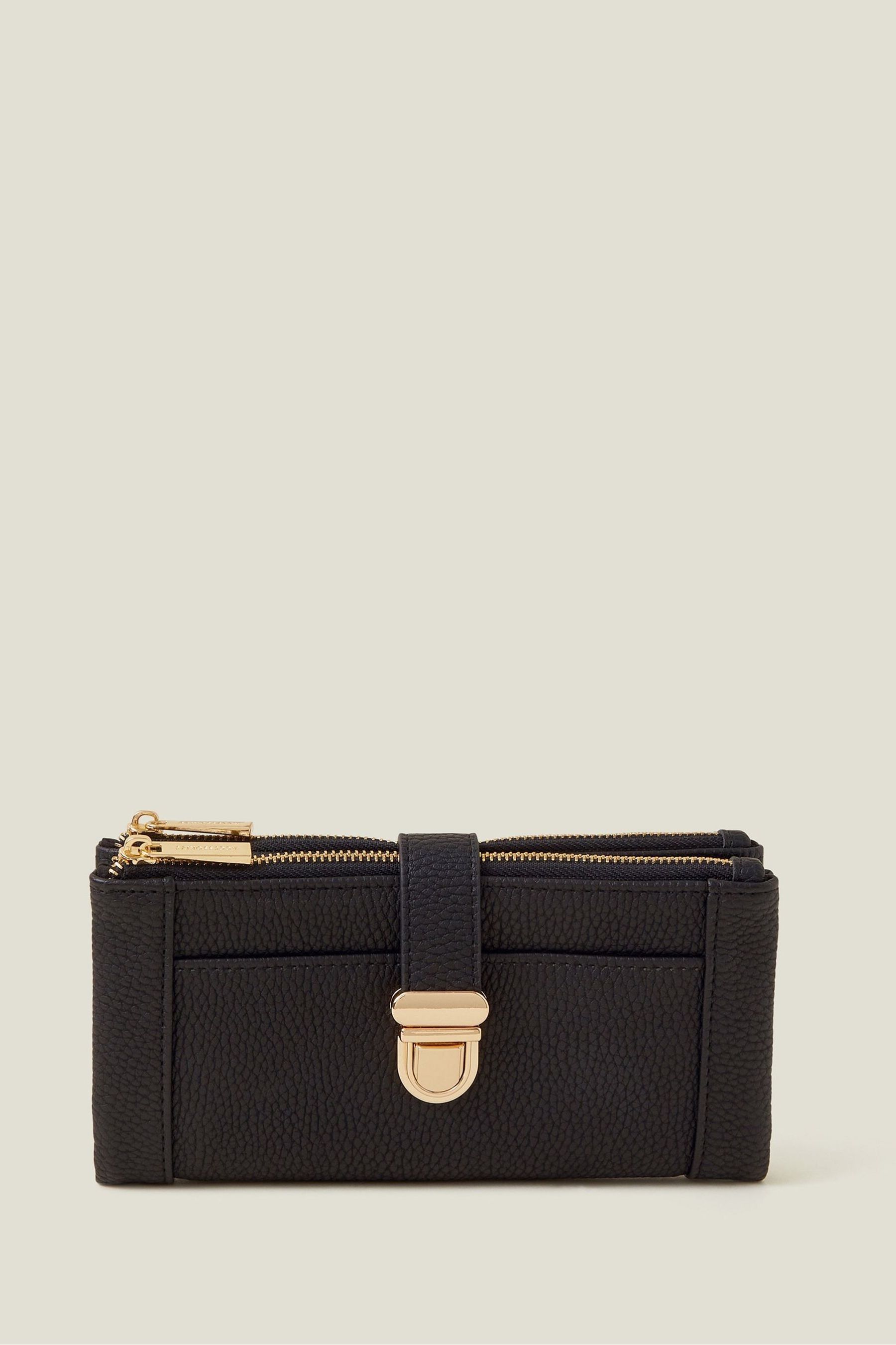 Accessorize Black Push Lock Wallet ONE Womens