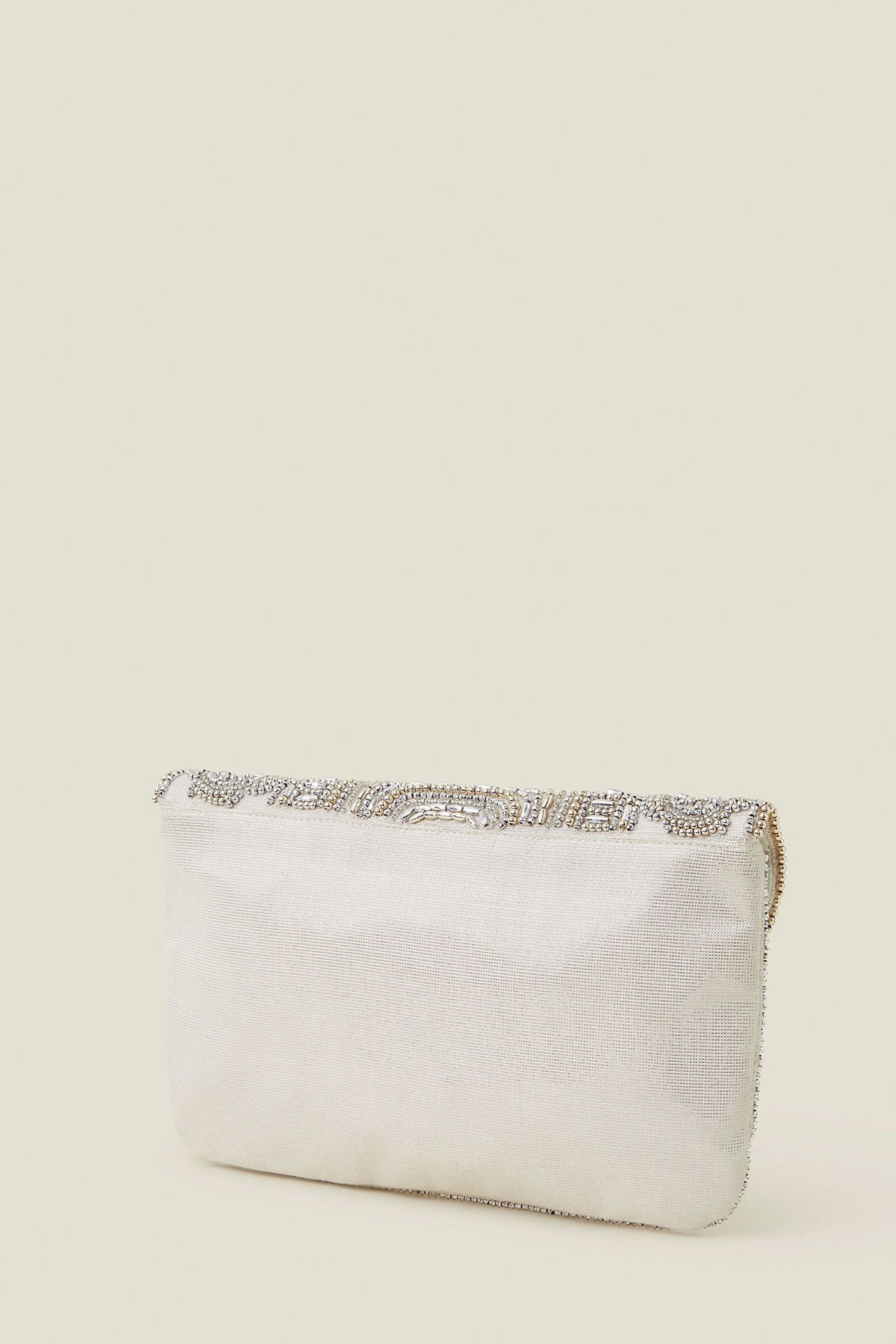 Accessorize Silver Beaded Clutch Bag
