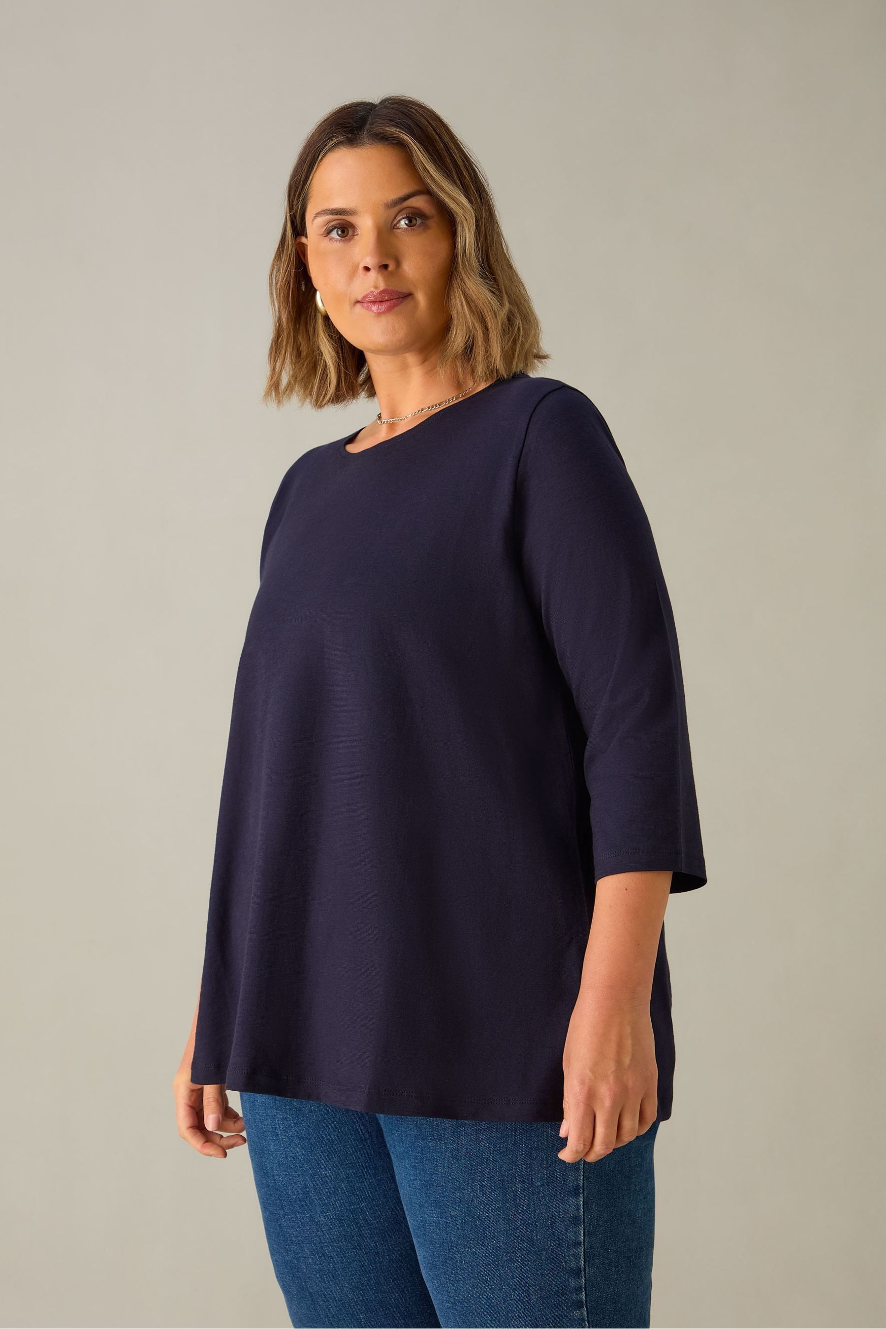 Live Unlimited Curve Cotton Slub Swing Tunic Top