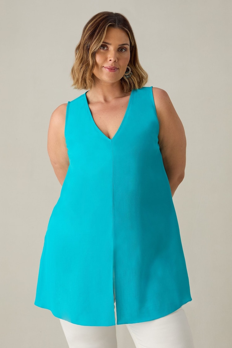 Live Unlimited Turquoise Blue Curve Split Front Tunic - Image 1 of 5