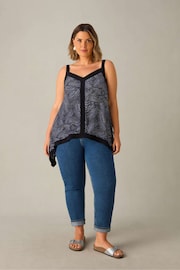 Live Unlimited Black Curve Abstract Spot Colourblock Hanky Hem Top - Image 1 of 3