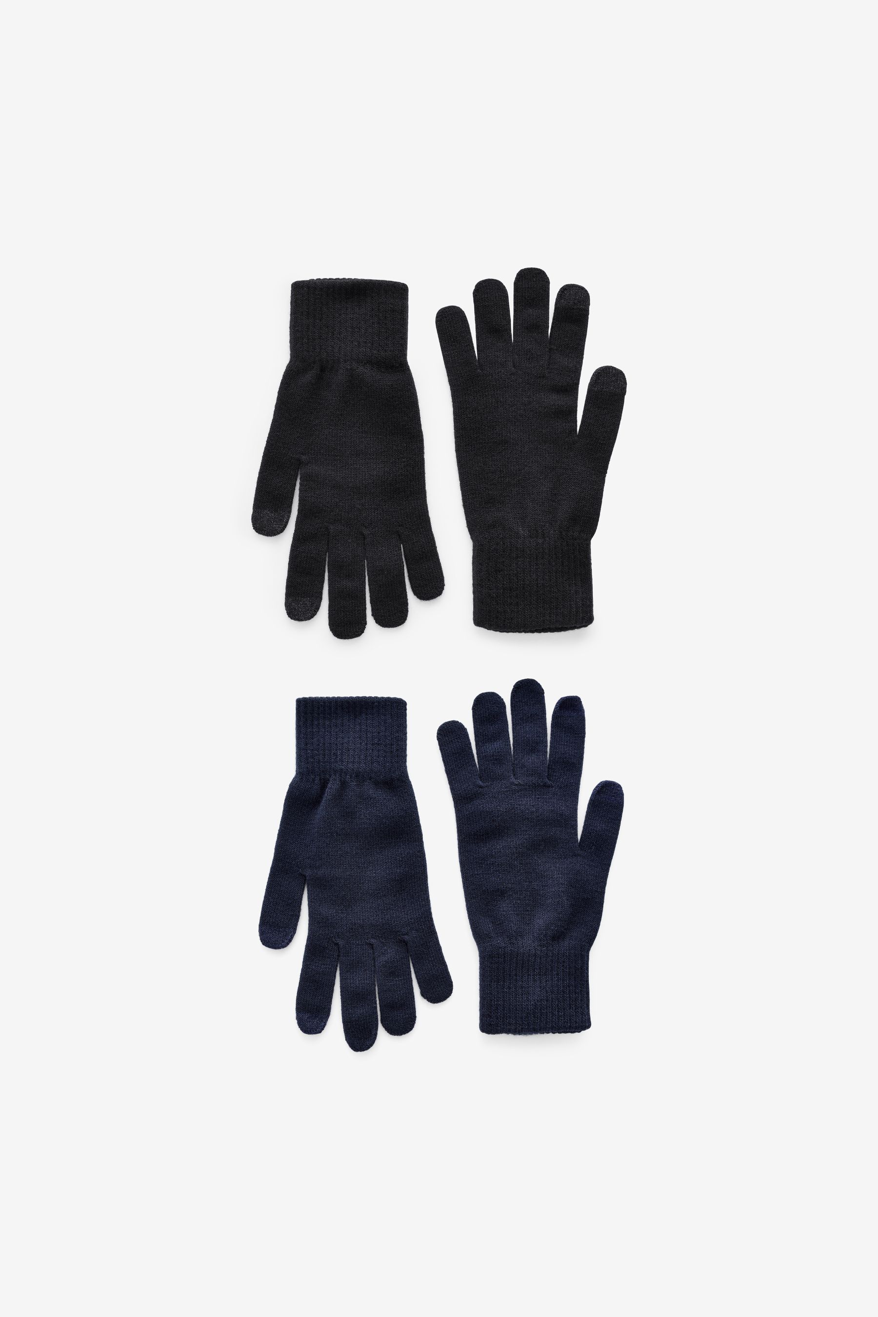 Buy Black Navy Blue Knitted Gloves 2 Pack from the Next UK online shop