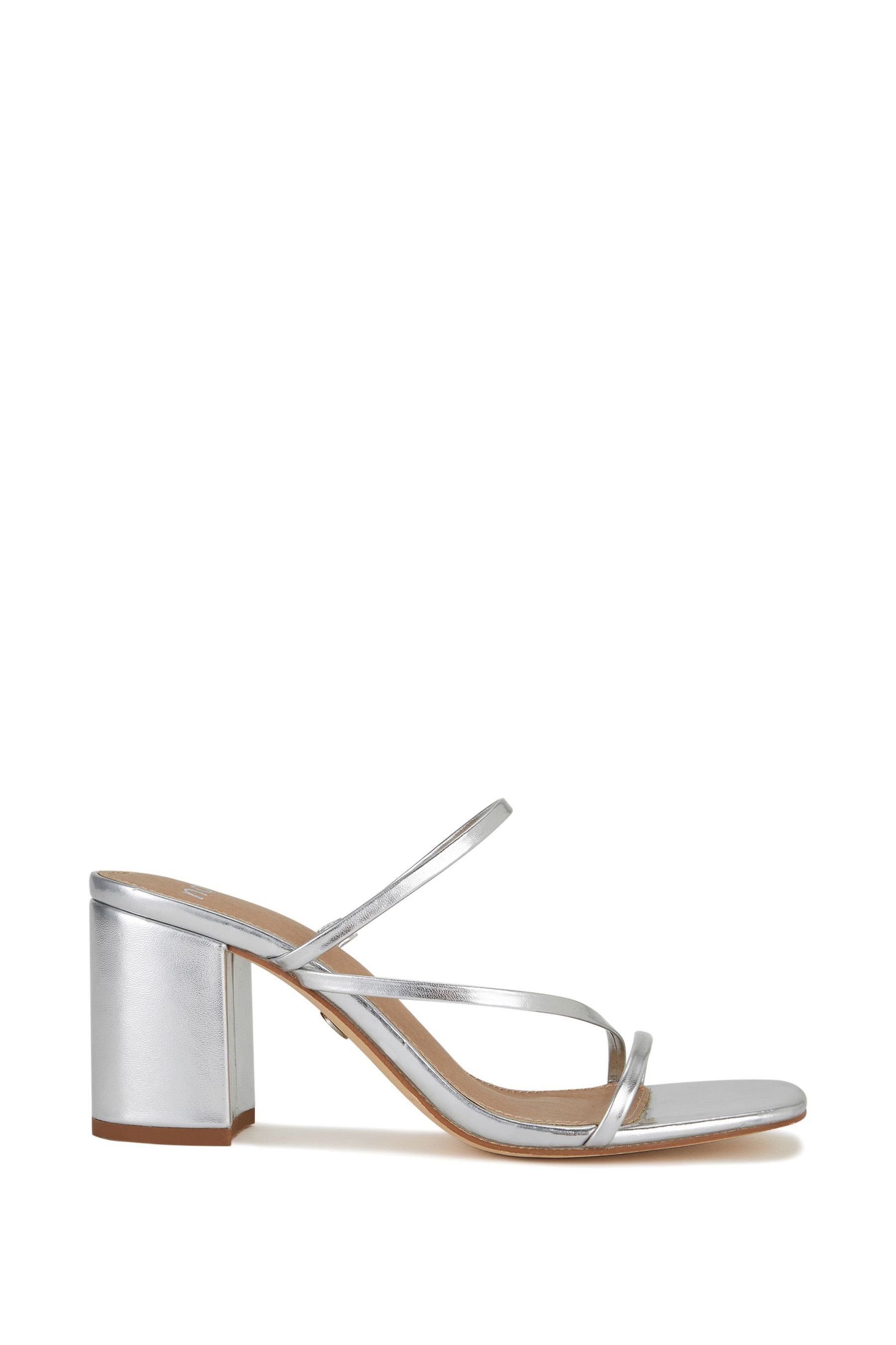 Silver block heel mules discount