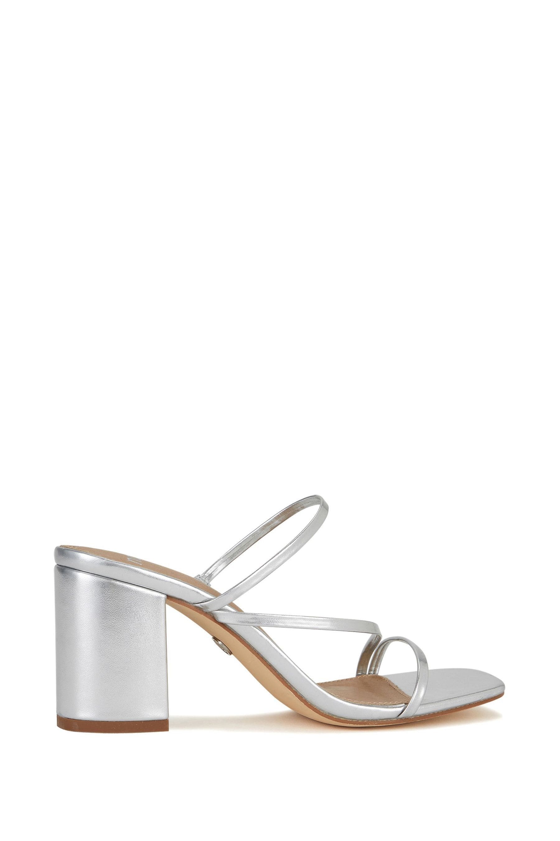 Silver block heel mules online