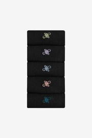 Black 5 Pack Embroidered Lasting Fresh Socks 5 Pack - Image 2 of 8