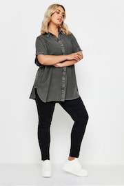 Yours Curve Grey Chambray Shirt - Image 2 of 5