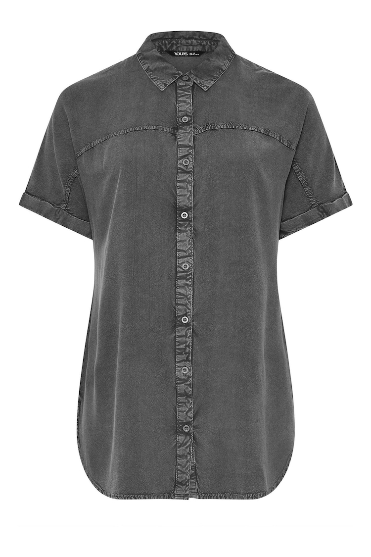 Yours Curve Grey Chambray Shirt - Image 5 of 5