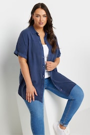 Yours Curve Blue Chambray 100% Cotton Shirt - Image 1 of 5