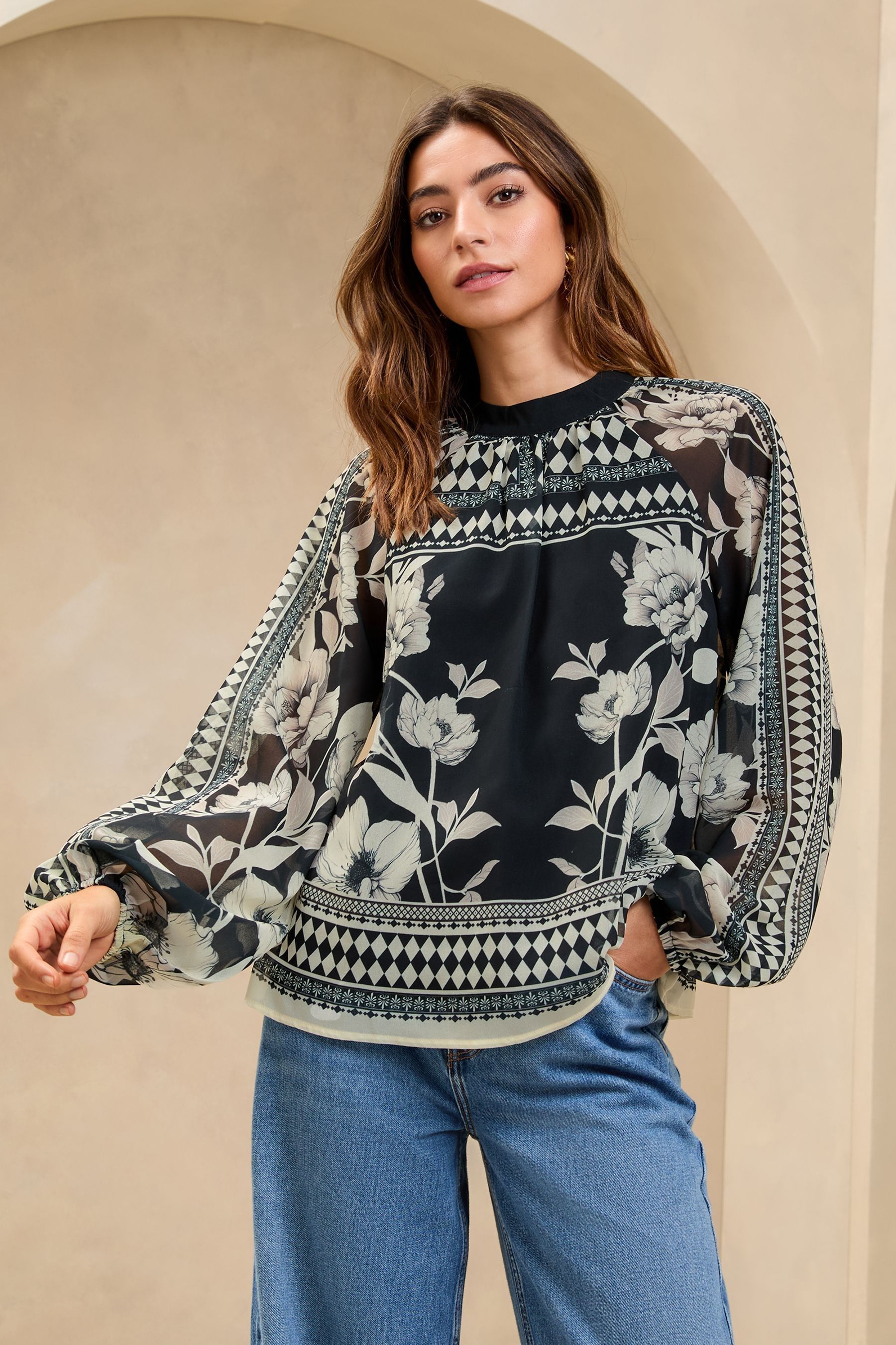 White high neck blouse sale