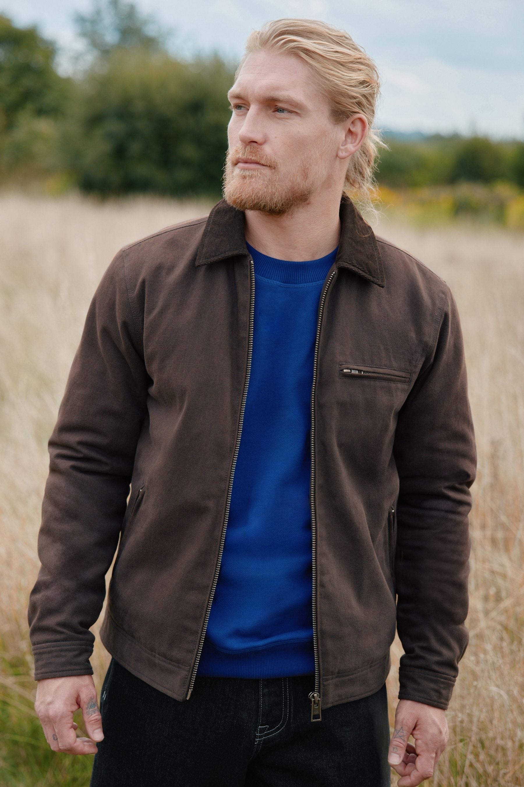 Buy Brown Corduroy Collar Canvas Jacket from the Next UK online shop