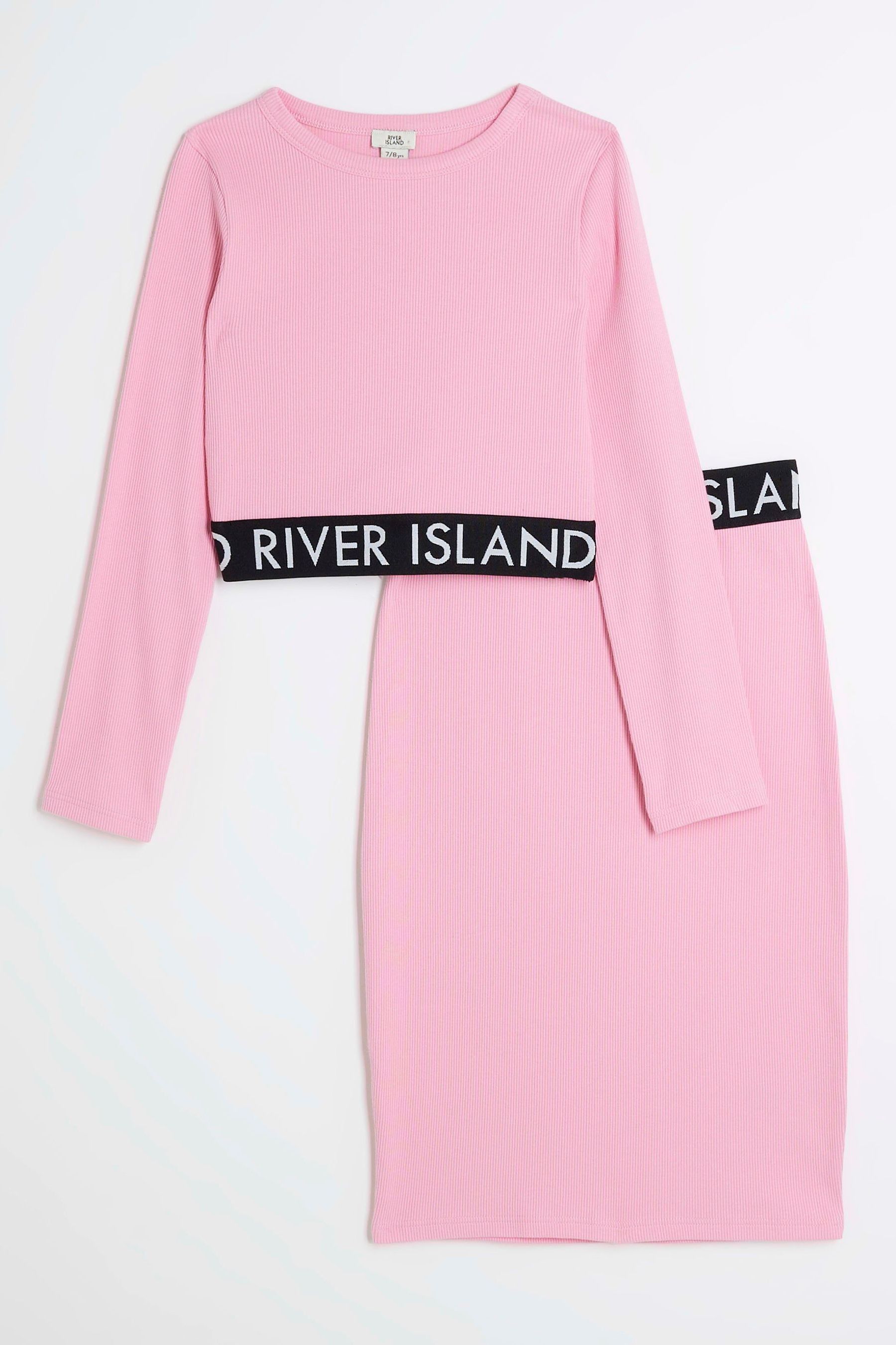 Pink denim skirt river island best sale