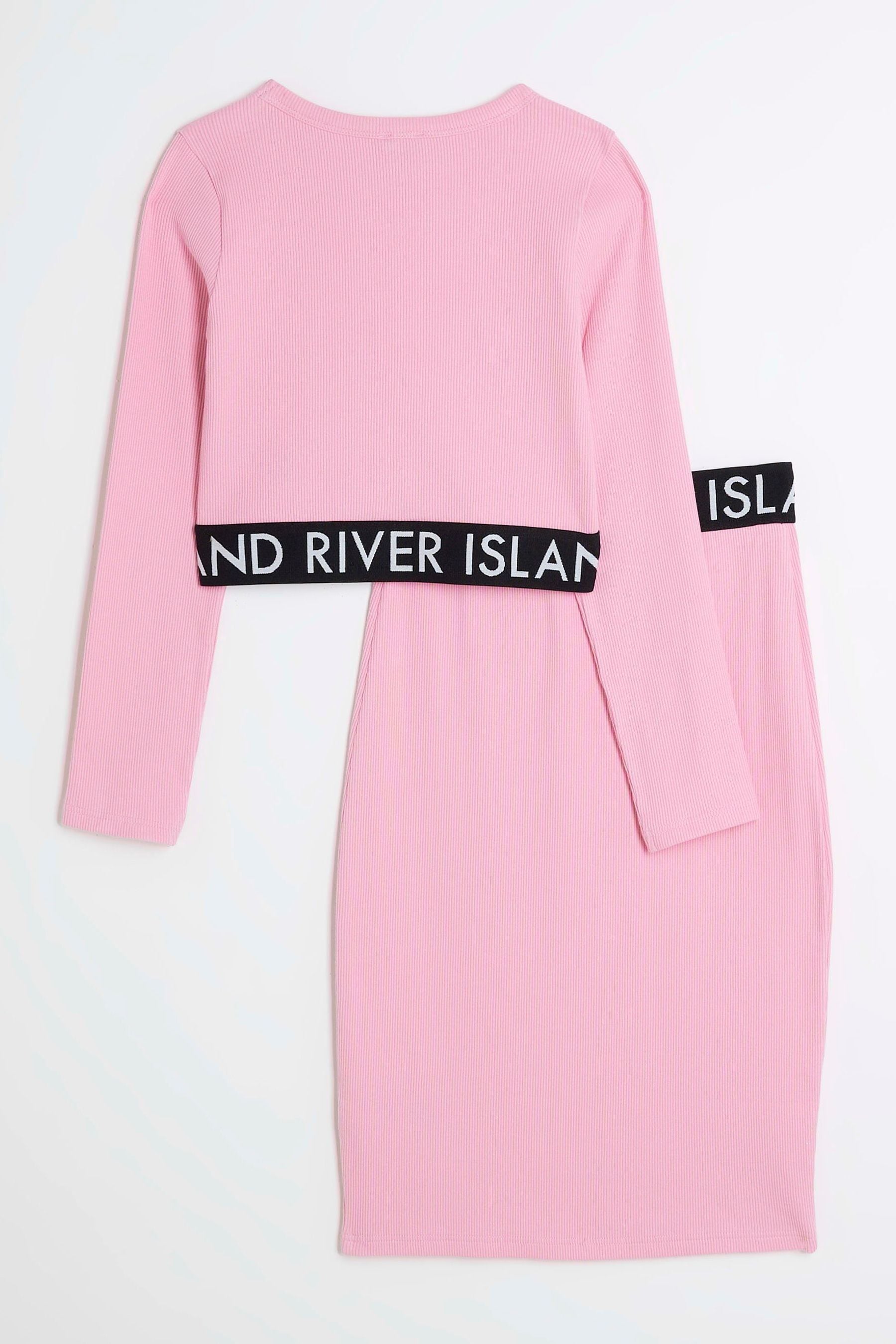 Buy River Island Pink Girls Ribbed 100 Cotton Midi Skirt Set from the Next UK online shop