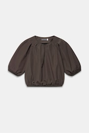 Mint Velvet Brown Cotton Puff Sleeve Top - Image 3 of 4