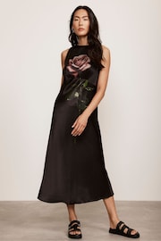 Mint Velvet Black Floral Print Midi Dress - Image 1 of 4