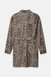 Mint Velvet Brown Leopard Print Denim Mini Shirt Dress - Image 4 of 4