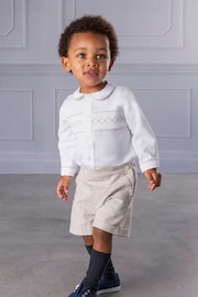 Trotters London Little Natural Flannel Rupert Smocked Set - Image 1 of 4