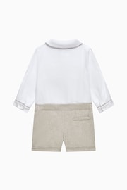 Trotters London Little Natural Flannel Rupert Smocked Set - Image 3 of 4