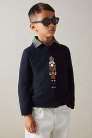 Reiss Navy Bowden 13-14 yrs Intarsia Knit Nutcracker Jumper - Image 3 of 4