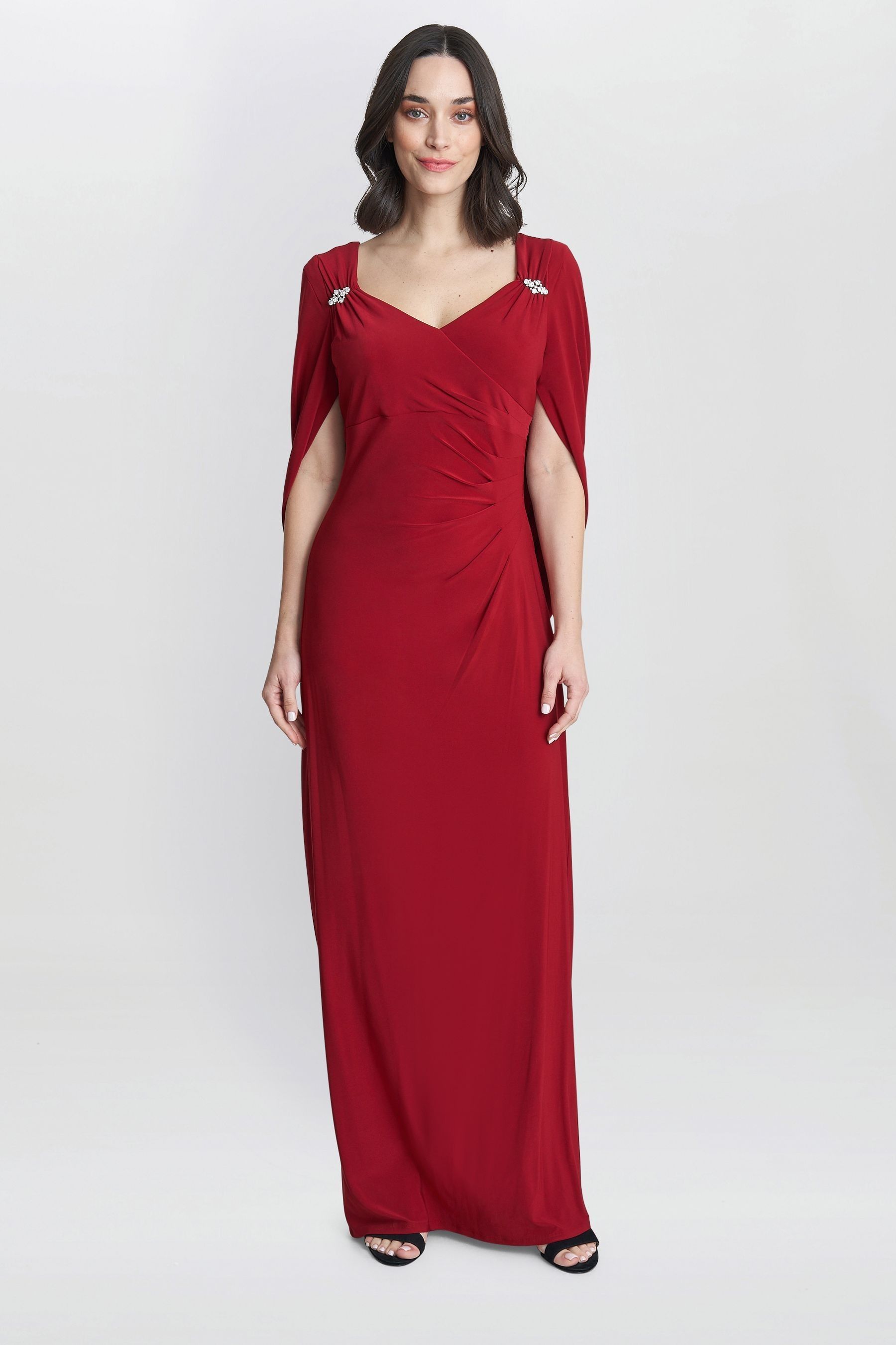 Buy Gina Bacconi Red Jenna Draped Back Shoulder Maxi Dress from Next Canada