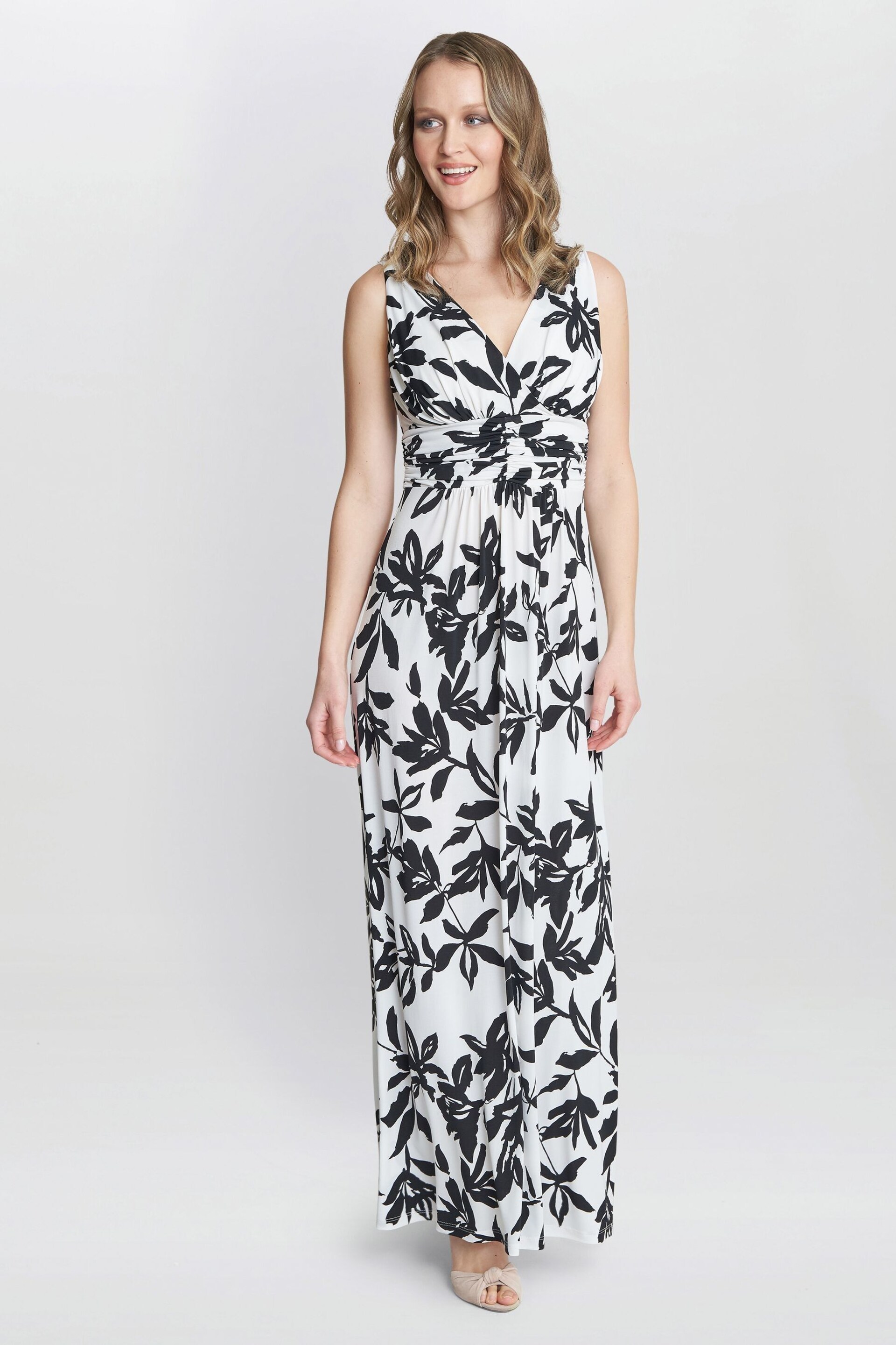 Gina Bacconi Jacquelin Jersey Maxi White Dress - Image 1 of 6