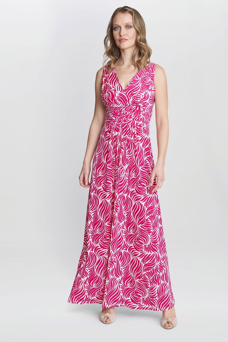 Gina Bacconi Pink Lillian Jersey Maxi Dress - Image 1 of 5